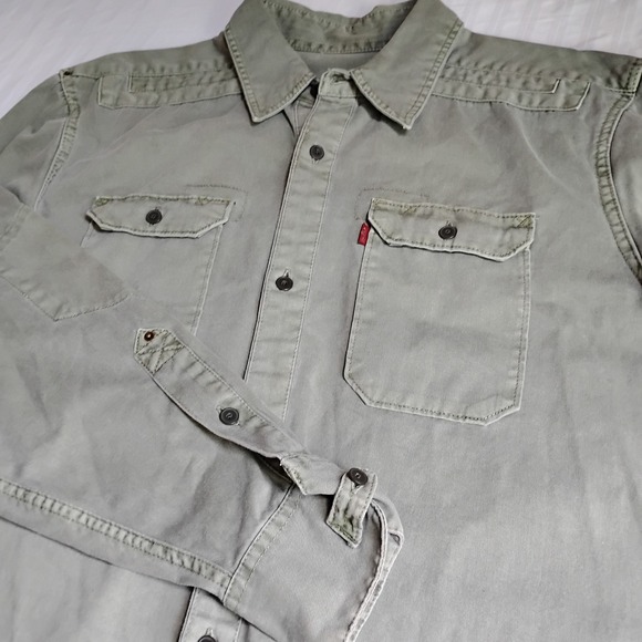 Vintage Levis Shirt Large Men's Button Down Heavy Twill Flap Pocket Western Work - Picture 1 of 13